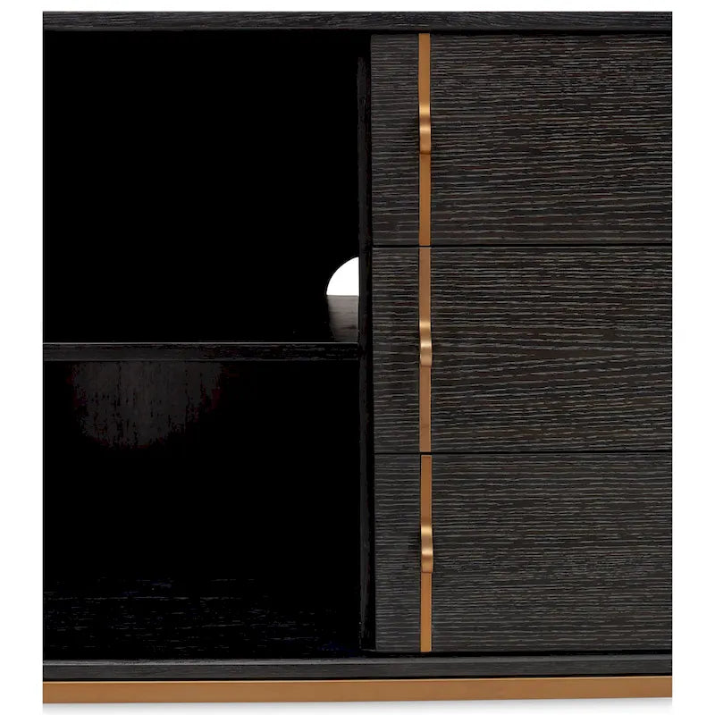 Buffet moderne en placage de chêne avec portes à fermeture amortie et tiroirs de rangement
