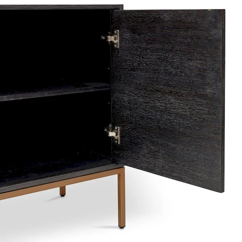 Buffet moderne en placage de chêne avec portes à fermeture amortie et tiroirs de rangement