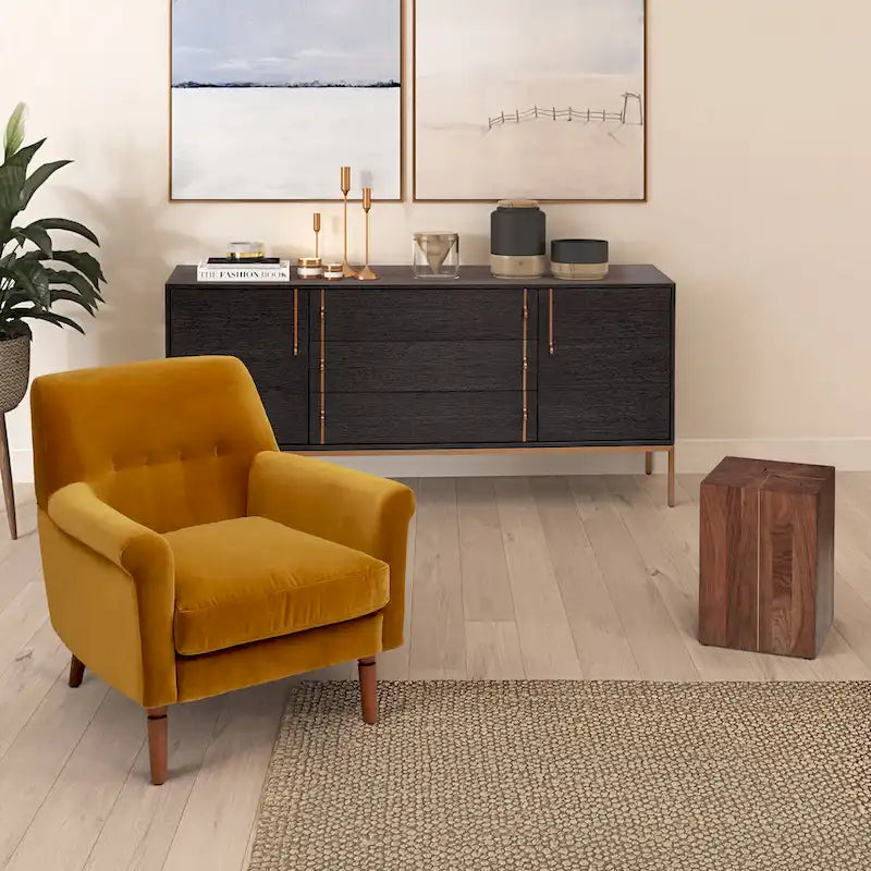 Buffet moderne en placage de chêne avec portes à fermeture amortie et tiroirs de rangement