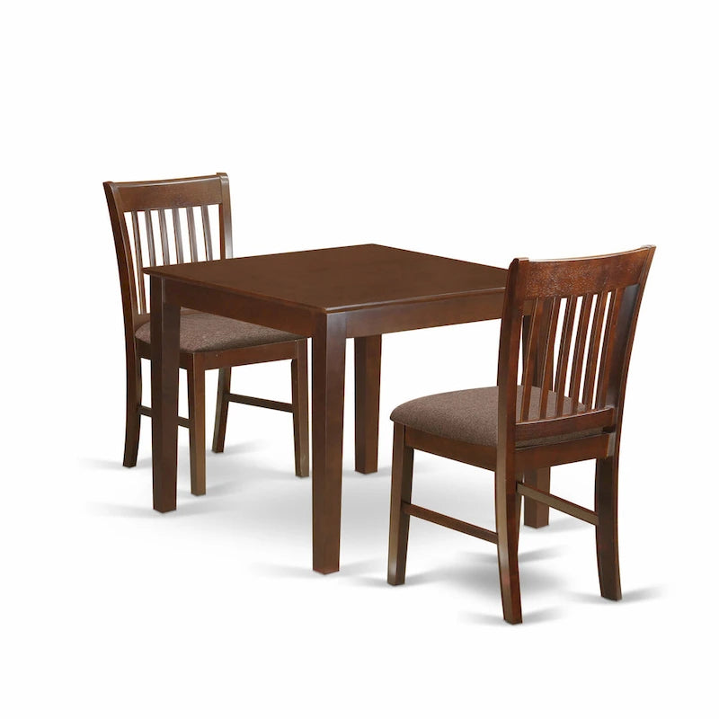 Table de salle à manger carrée en bois, finition acajou, 4 pieds, pour cuisine ou coin repas