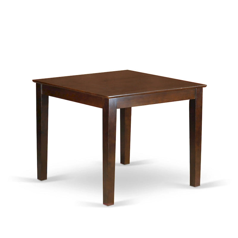 Table de salle à manger carrée en bois, finition acajou, 4 pieds, pour cuisine ou coin repas