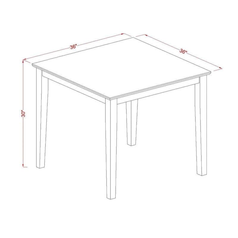 Table de salle à manger carrée en bois, finition acajou, 4 pieds, pour cuisine ou coin repas