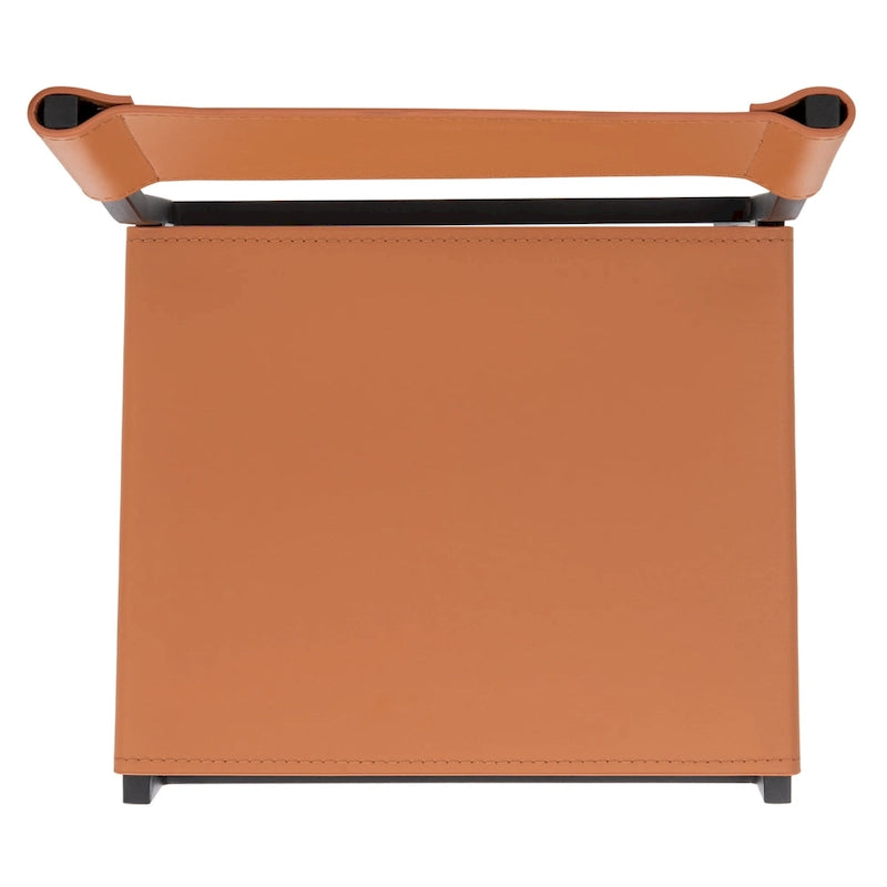 Chaise de salle à manger moderne en cuir avec piètement ouvert en métal noir