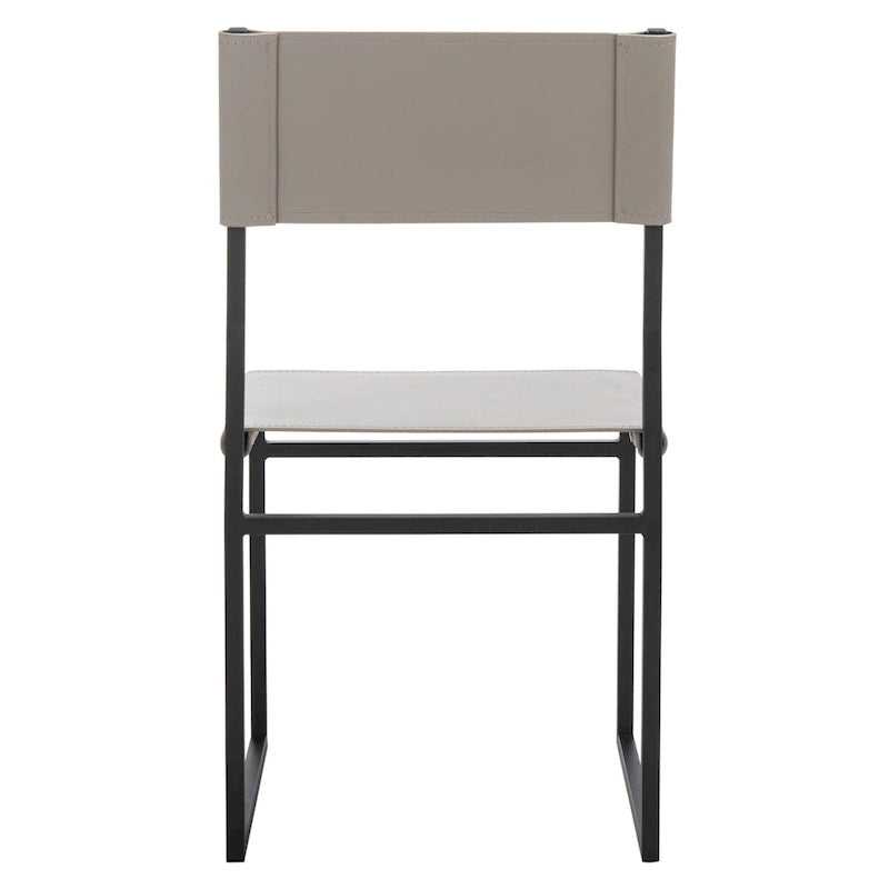 Chaise de salle à manger moderne en cuir avec piètement ouvert en métal noir