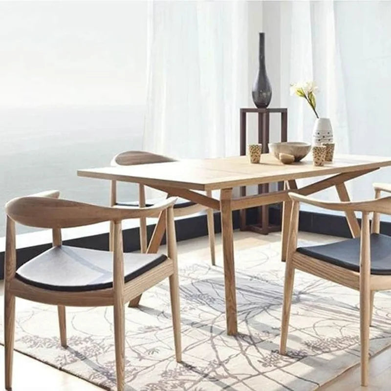 Chaise de salle à manger moderne du milieu du siècle en chêne massif