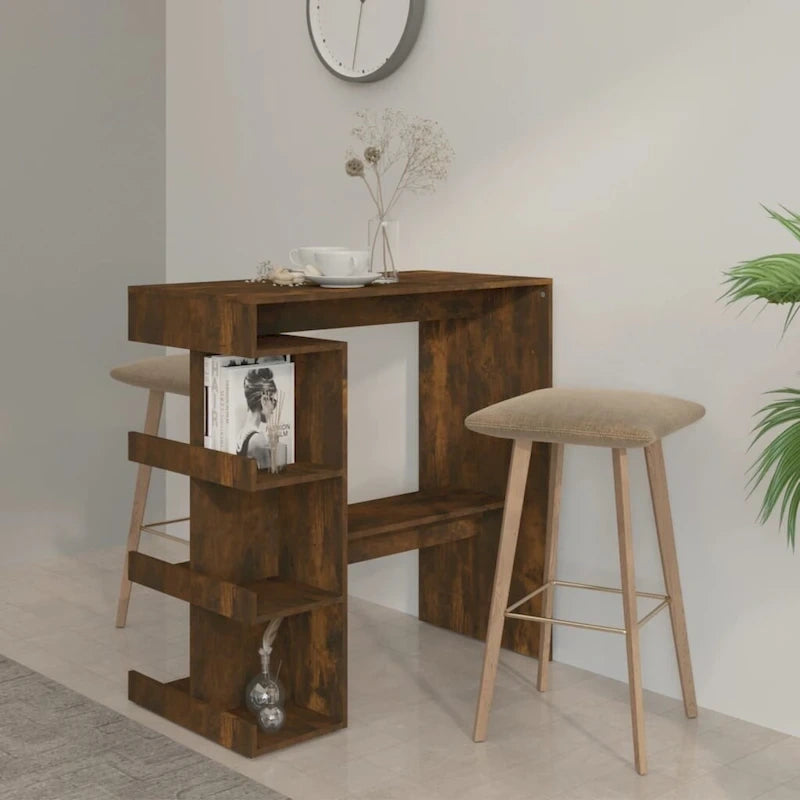 Table de bar avec étagère de rangement, en bois d'ingénierie, moderne, pour bistro ou cuisine