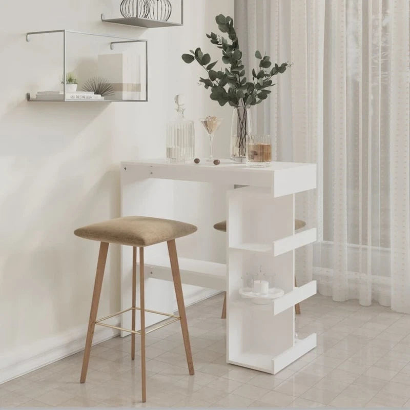 Table de bar avec étagère de rangement, en bois d'ingénierie, moderne, pour bistro ou cuisine