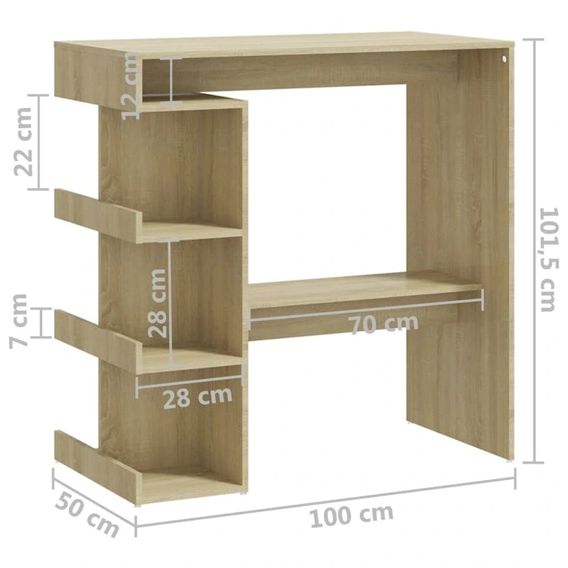 Table de bar avec étagère de rangement, en bois d'ingénierie, moderne, pour bistro ou cuisine