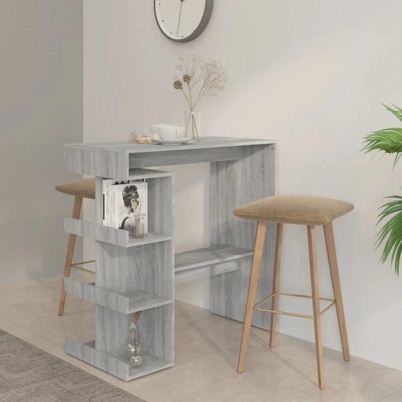 Table de bar avec étagère de rangement, en bois d'ingénierie, moderne, pour bistro ou cuisine