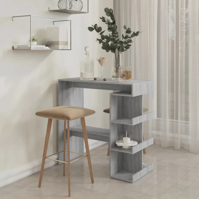 Table de bar avec étagère de rangement, en bois d'ingénierie, moderne, pour bistro ou cuisine