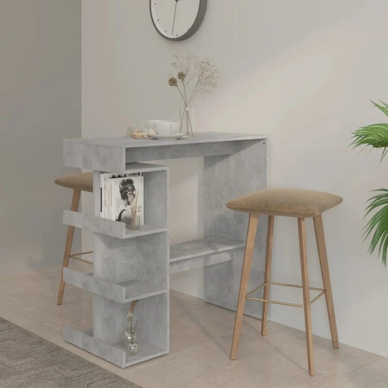 Table de bar avec étagère de rangement, en bois d'ingénierie, moderne, pour bistro ou cuisine