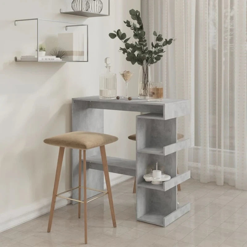Table de bar avec étagère de rangement, en bois d'ingénierie, moderne, pour bistro ou cuisine