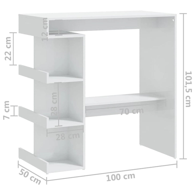 Table de bar avec étagère de rangement, en bois d'ingénierie, moderne, pour bistro ou cuisine