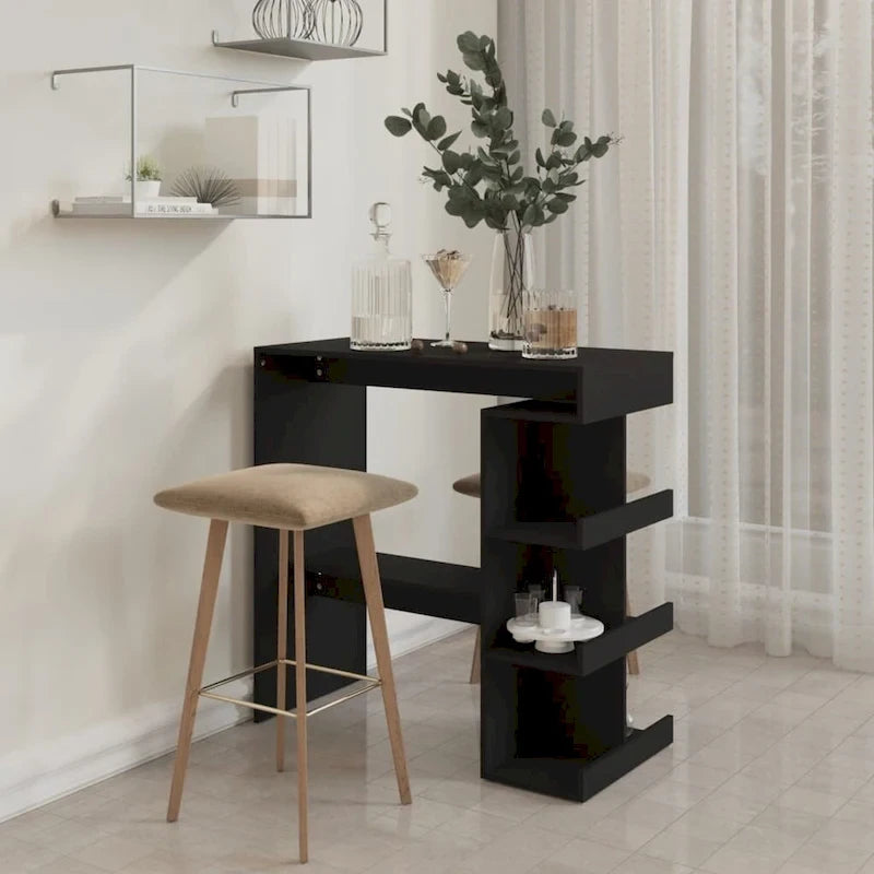 Table de bar avec étagère de rangement, en bois d'ingénierie, moderne, pour bistro ou cuisine