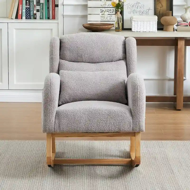Fauteuil à bascule rembourré à dossier haut de style moderne avec poches latérales