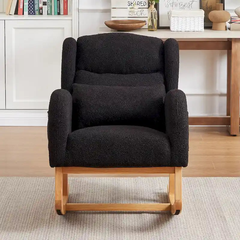 Fauteuil à bascule rembourré à dossier haut de style moderne avec poches latérales
