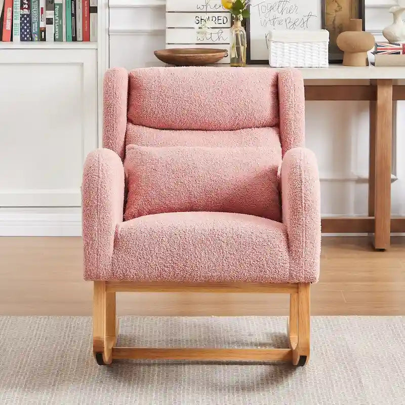 Fauteuil à bascule rembourré à dossier haut de style moderne avec poches latérales