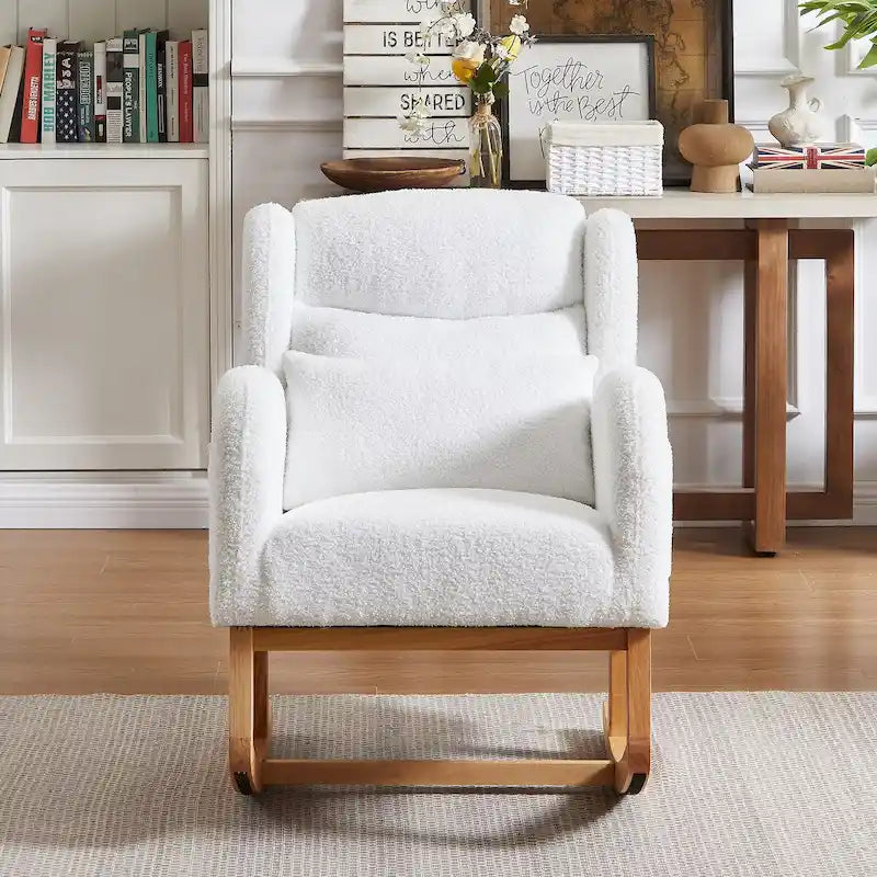 Fauteuil à bascule rembourré à dossier haut de style moderne avec poches latérales
