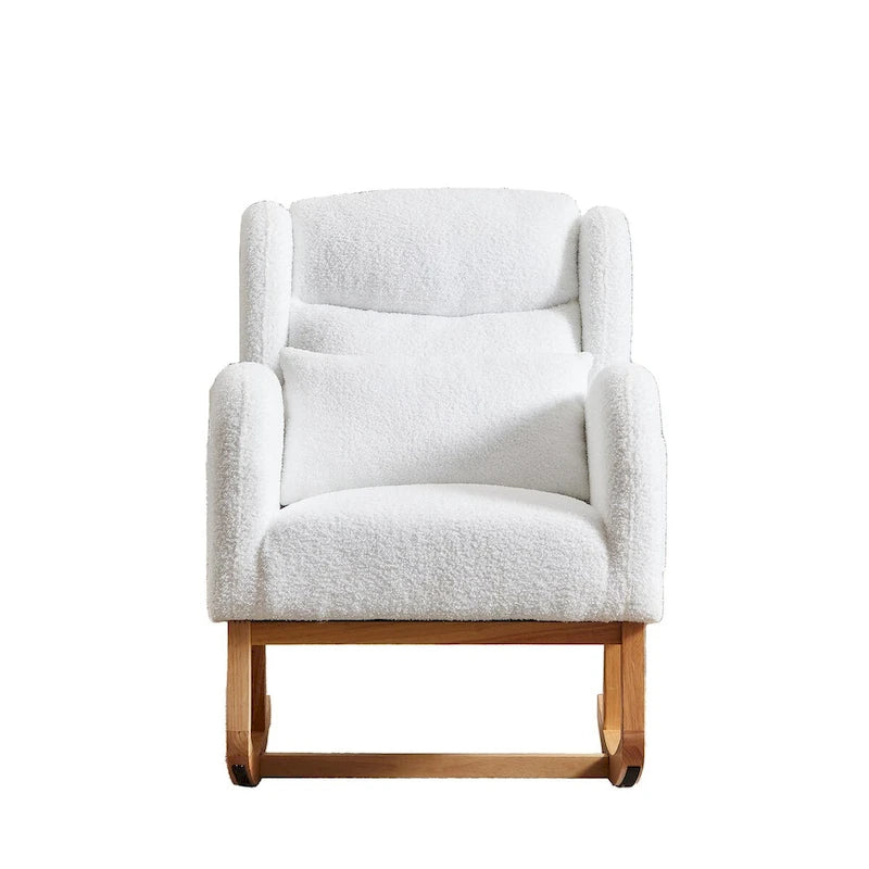 Fauteuil à bascule rembourré à dossier haut de style moderne avec poches latérales