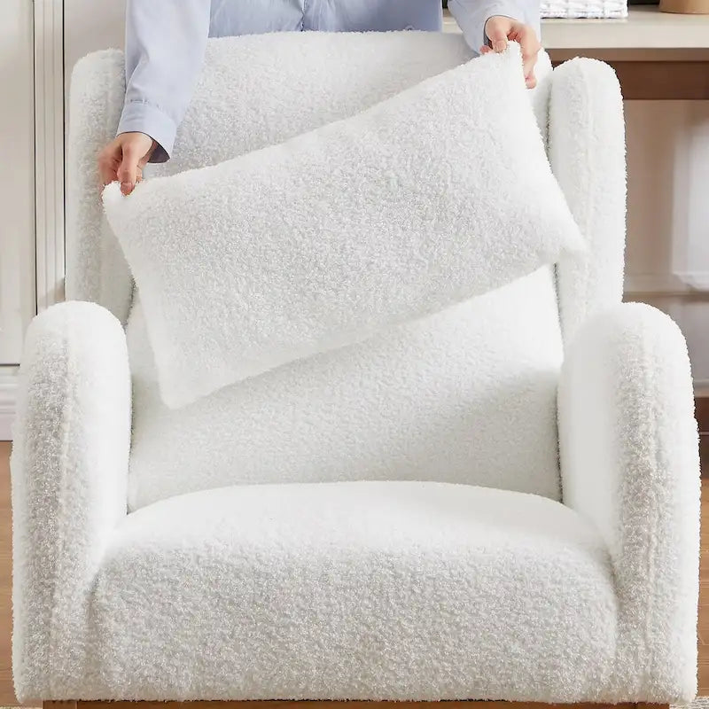 Fauteuil à bascule rembourré à dossier haut de style moderne avec poches latérales