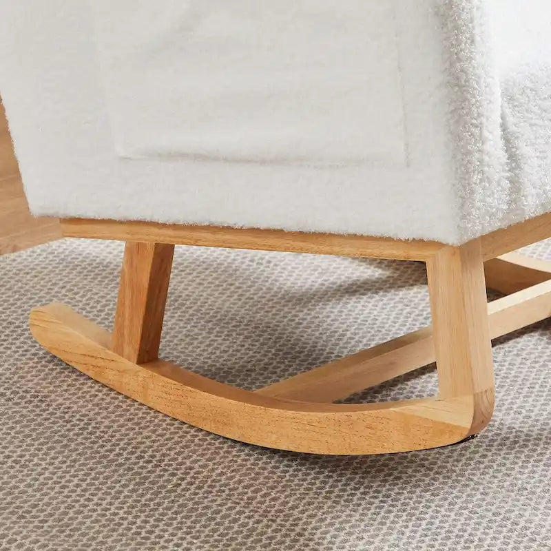 Fauteuil à bascule rembourré à dossier haut de style moderne avec poches latérales