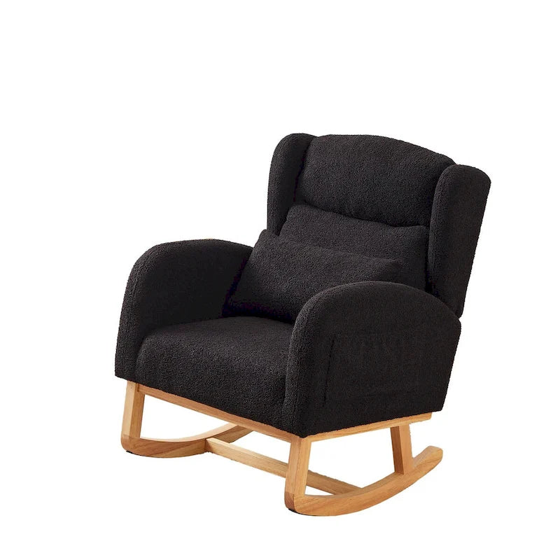 Fauteuil à bascule rembourré à dossier haut de style moderne avec poches latérales