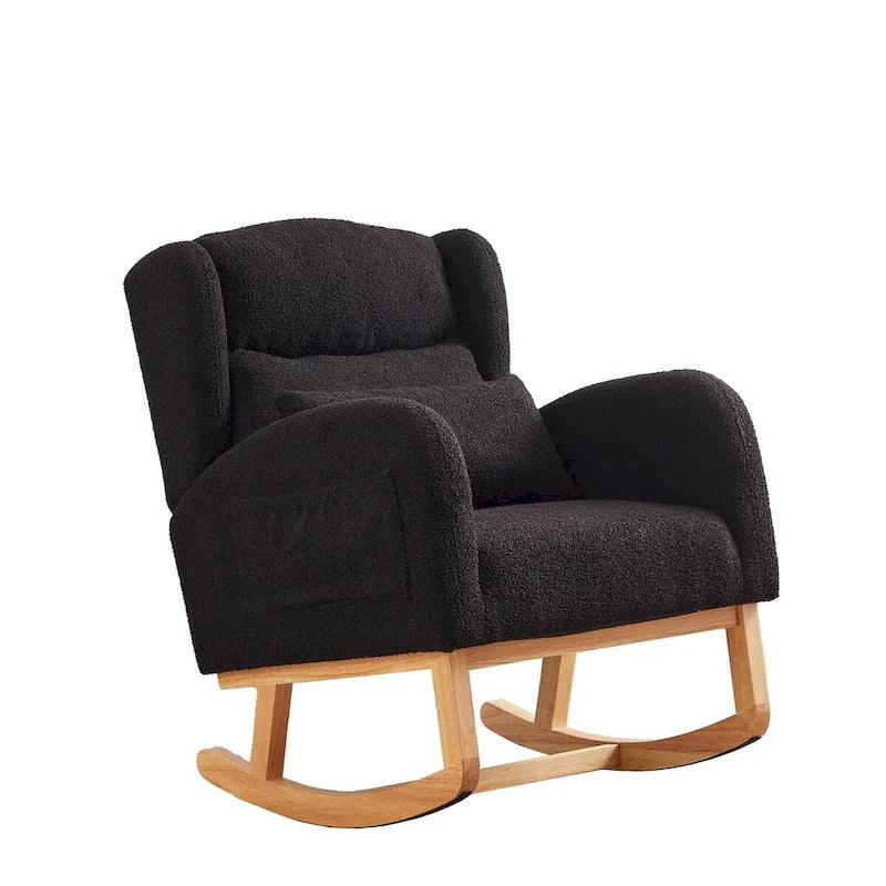 Fauteuil à bascule rembourré à dossier haut de style moderne avec poches latérales
