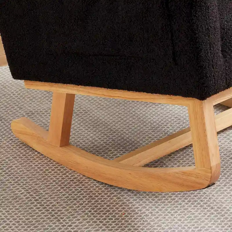 Fauteuil à bascule rembourré à dossier haut de style moderne avec poches latérales