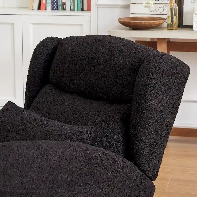 Fauteuil à bascule rembourré à dossier haut de style moderne avec poches latérales