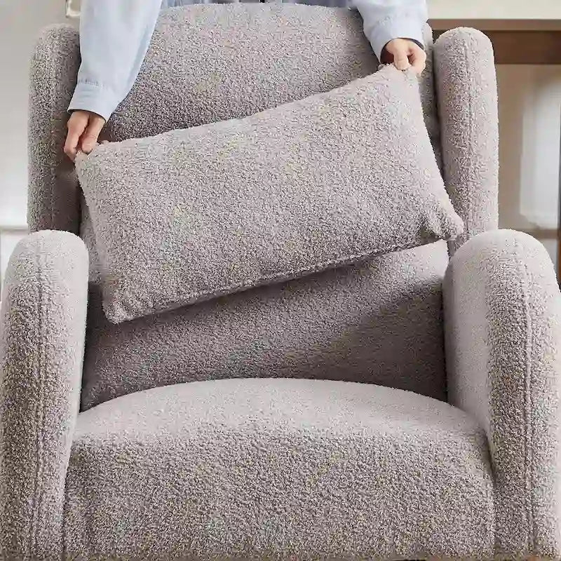 Fauteuil à bascule rembourré à dossier haut de style moderne avec poches latérales