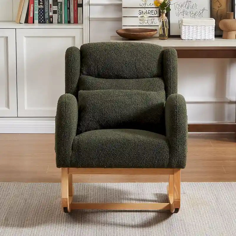Fauteuil à bascule rembourré à dossier haut de style moderne avec poches latérales