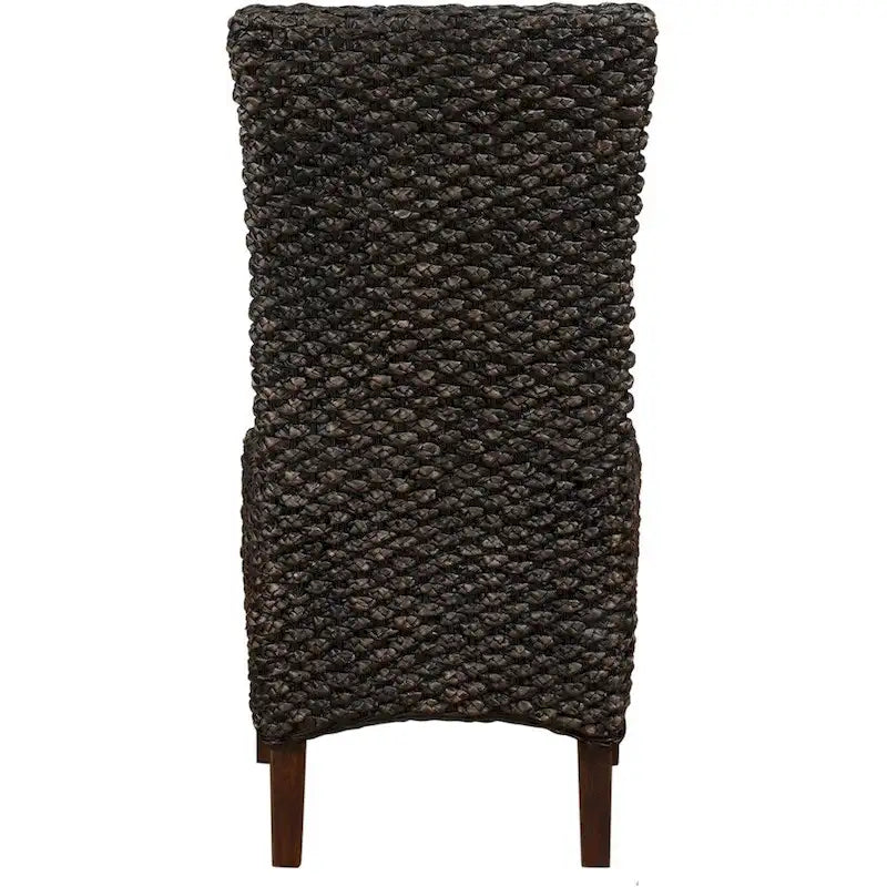 Chaise de salle à manger à dossier haut en osier tressé, bois d'acacia marron naturel