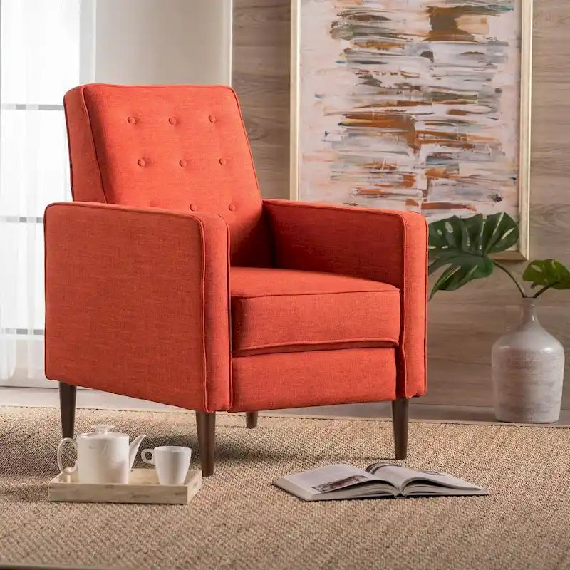 Fauteuil inclinable en tissu de style Mid-Century avec pieds en bouleau