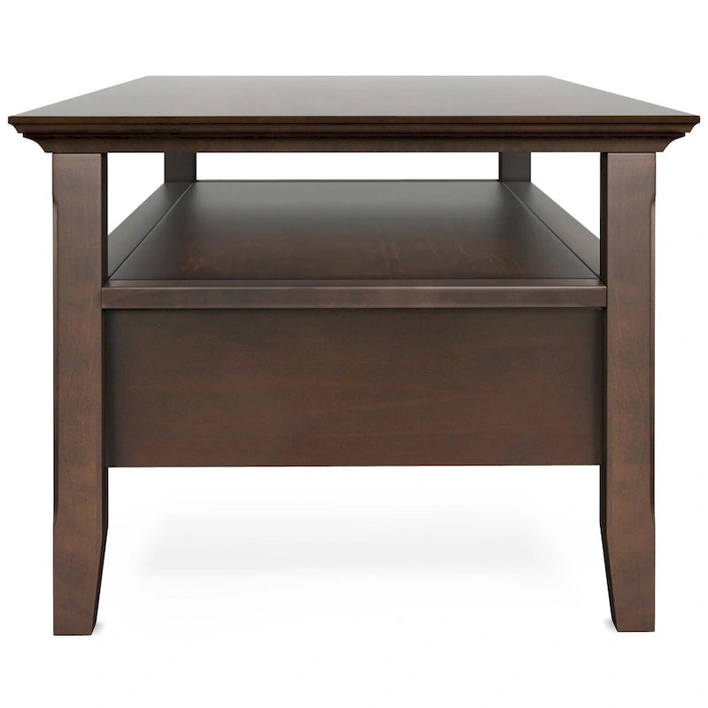 Table basse rectangulaire de style transitionnel en bois massif avec tiroir, 122 cm de large