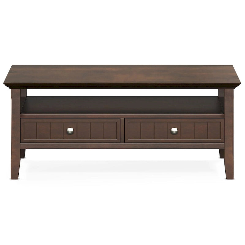 Table basse rectangulaire de style transitionnel en bois massif avec tiroir, 122 cm de large