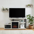 Meuble TV en bois avec foyer électrique
