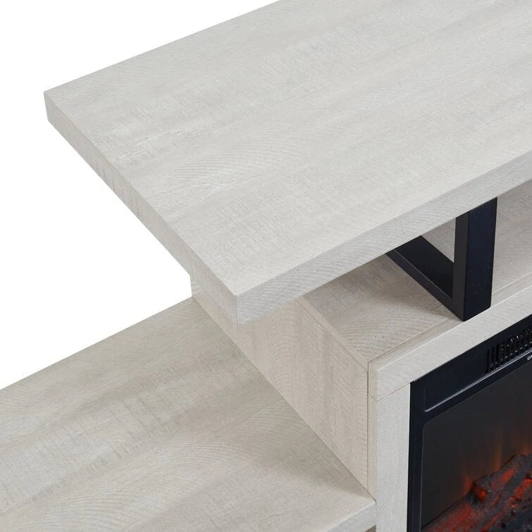 Meuble TV en bois avec foyer électrique