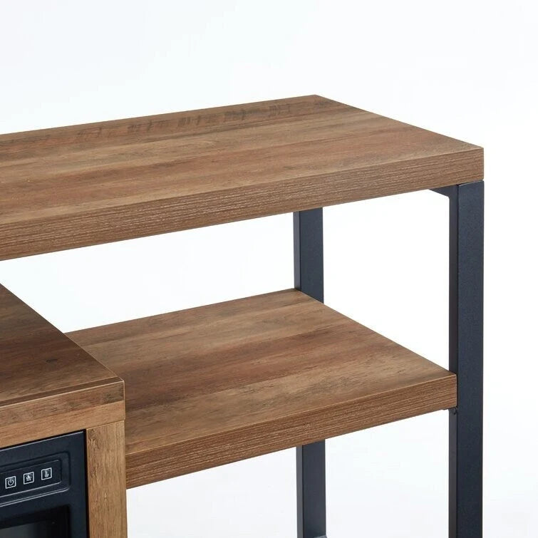 Meuble TV en bois avec foyer électrique