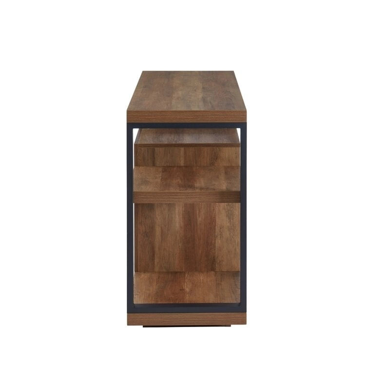 Meuble TV en bois avec foyer électrique