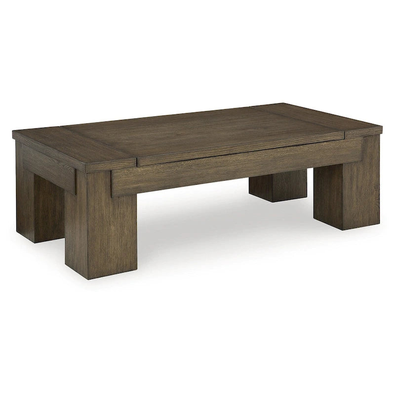 Brown Lift-Top Coffee Table with Storage Casual Contemporary Style