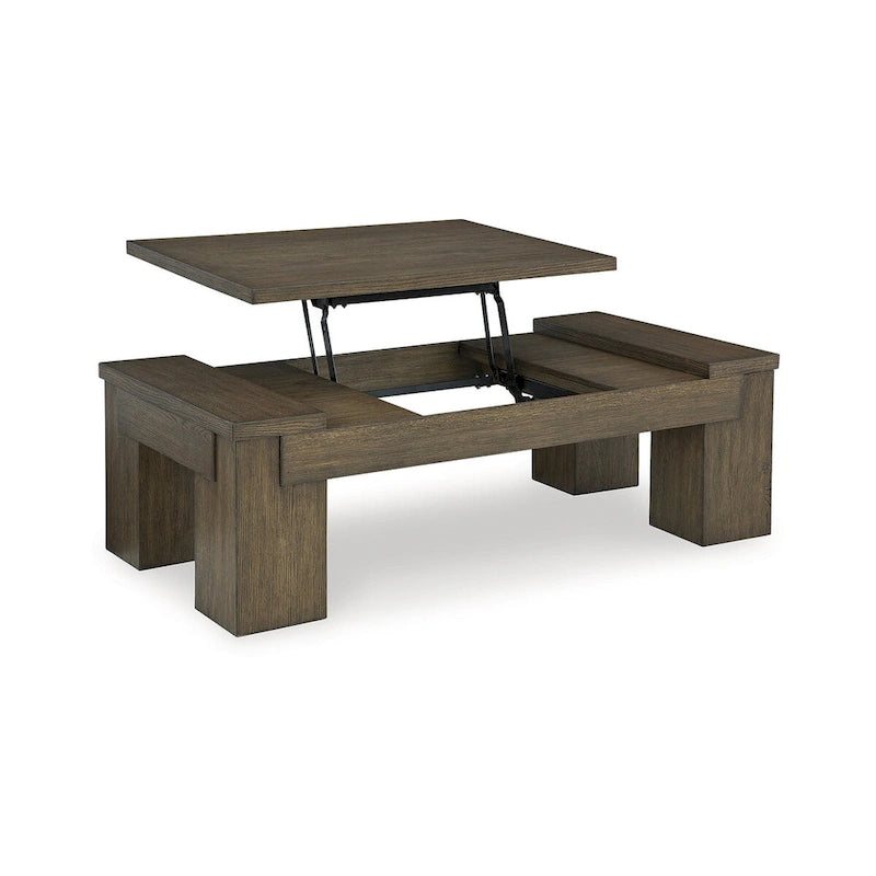 Brown Lift-Top Coffee Table with Storage Casual Contemporary Style