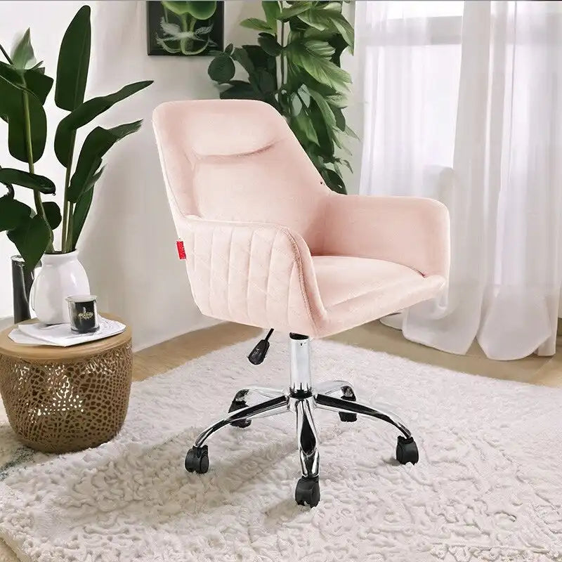 Chaise d'appoint pivotante en velours avec roulettes, réglable en hauteur, pour bureau à domicile, de style moderne