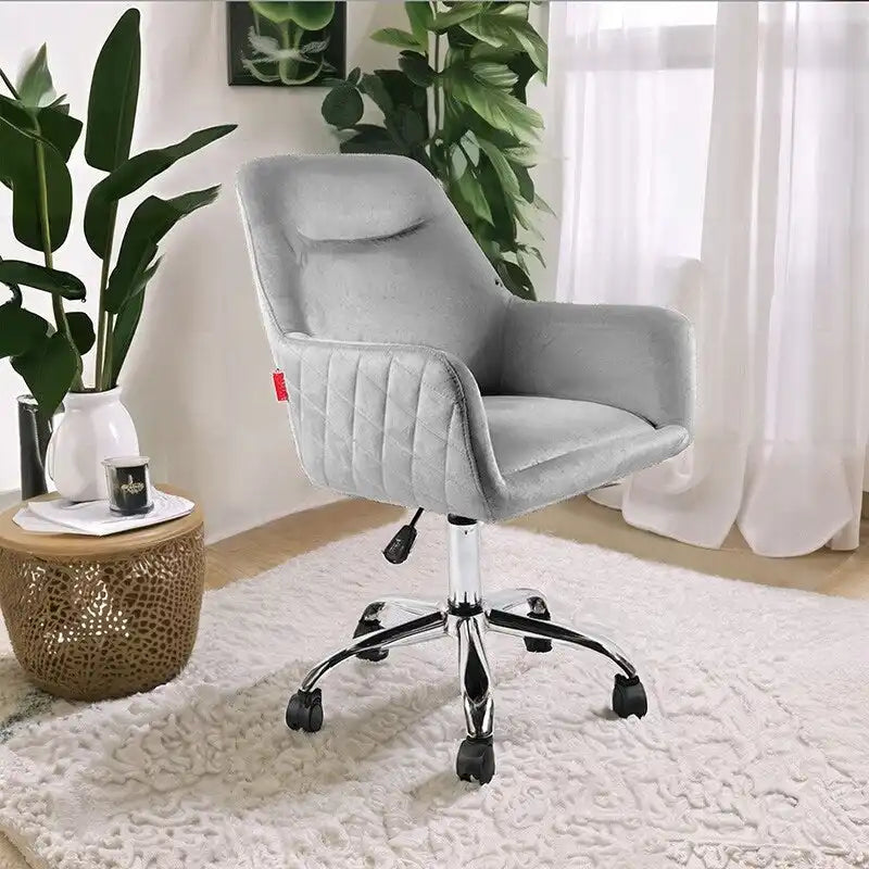 Chaise d'appoint pivotante en velours avec roulettes, réglable en hauteur, pour bureau à domicile, de style moderne