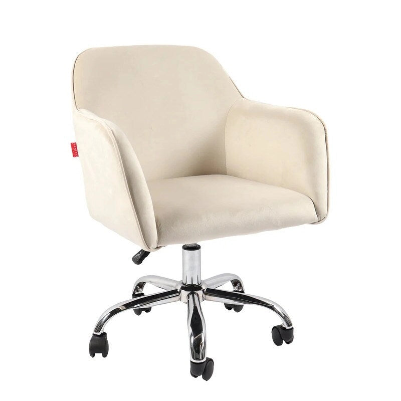 Chaise d'appoint pivotante en velours avec roulettes, réglable en hauteur, pour bureau à domicile, de style moderne