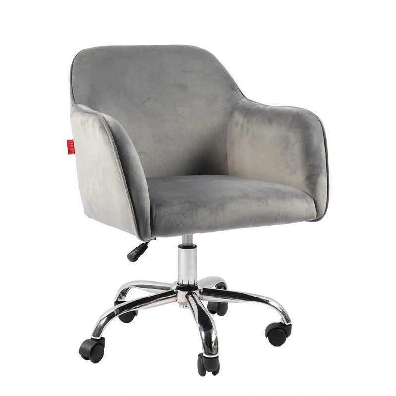 Chaise d'appoint pivotante en velours avec roulettes, réglable en hauteur, pour bureau à domicile, de style moderne