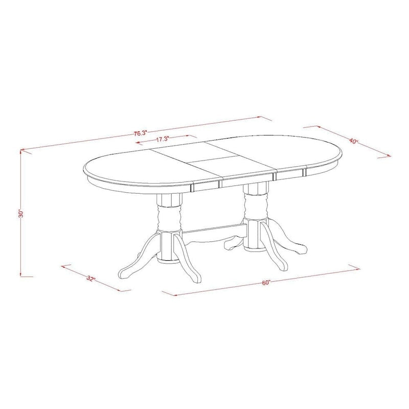 Table à manger ovale avec rallonge papillon et pied central, blanc lin