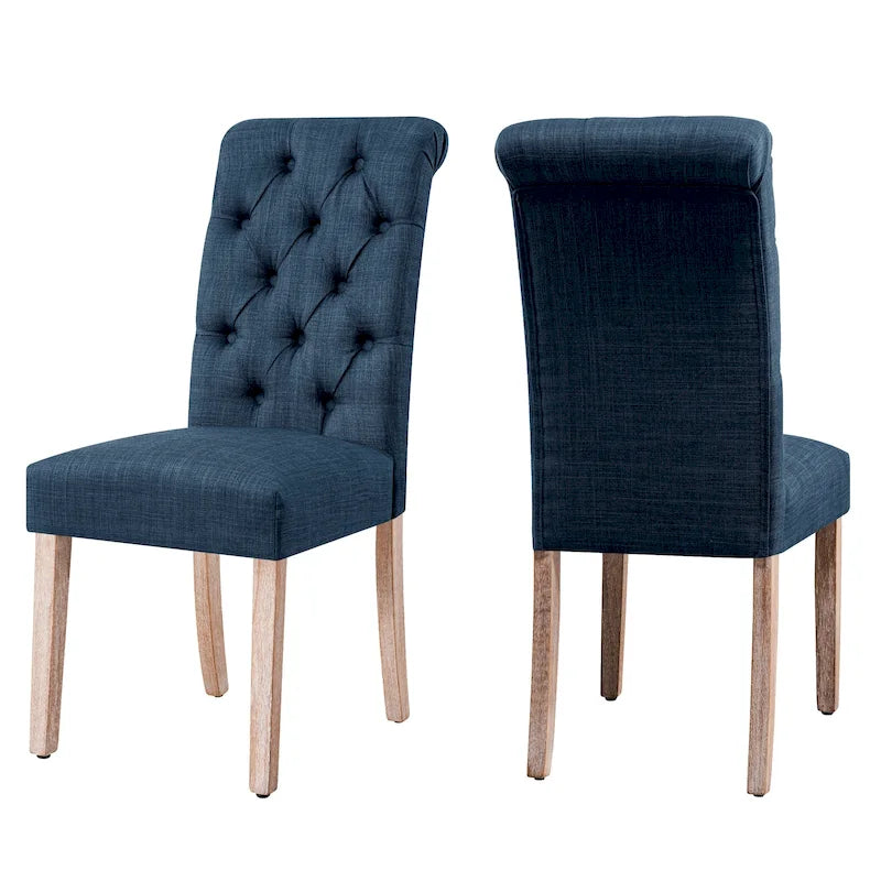 Chaise de salle à manger capitonnée en lin Parsons, style moderne du milieu du siècle