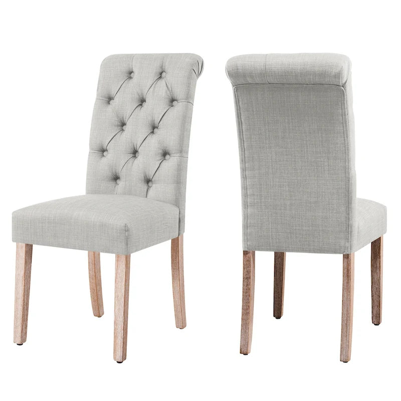 Chaise de salle à manger capitonnée en lin Parsons, style moderne du milieu du siècle