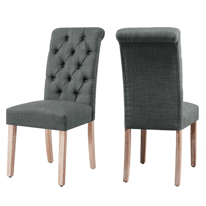 Chaise de salle à manger capitonnée en lin Parsons, style moderne du milieu du siècle