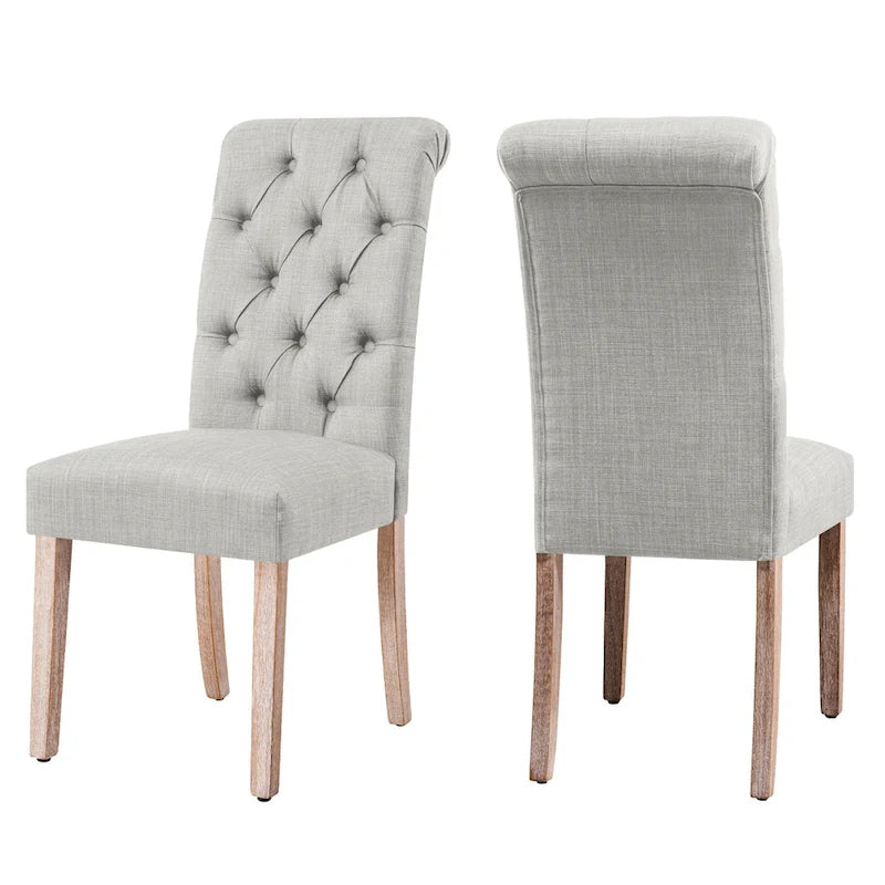 Chaise de salle à manger capitonnée en lin Parsons, style moderne du milieu du siècle